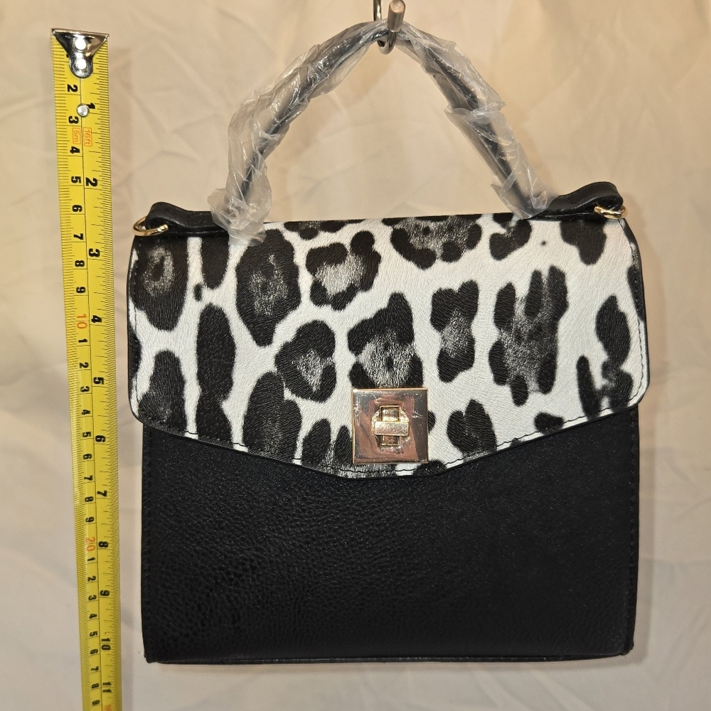 Alba Black and White Leopard Shoulder Bag